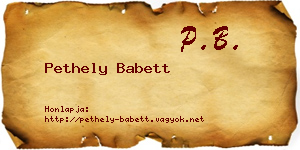 Pethely Babett névjegykártya